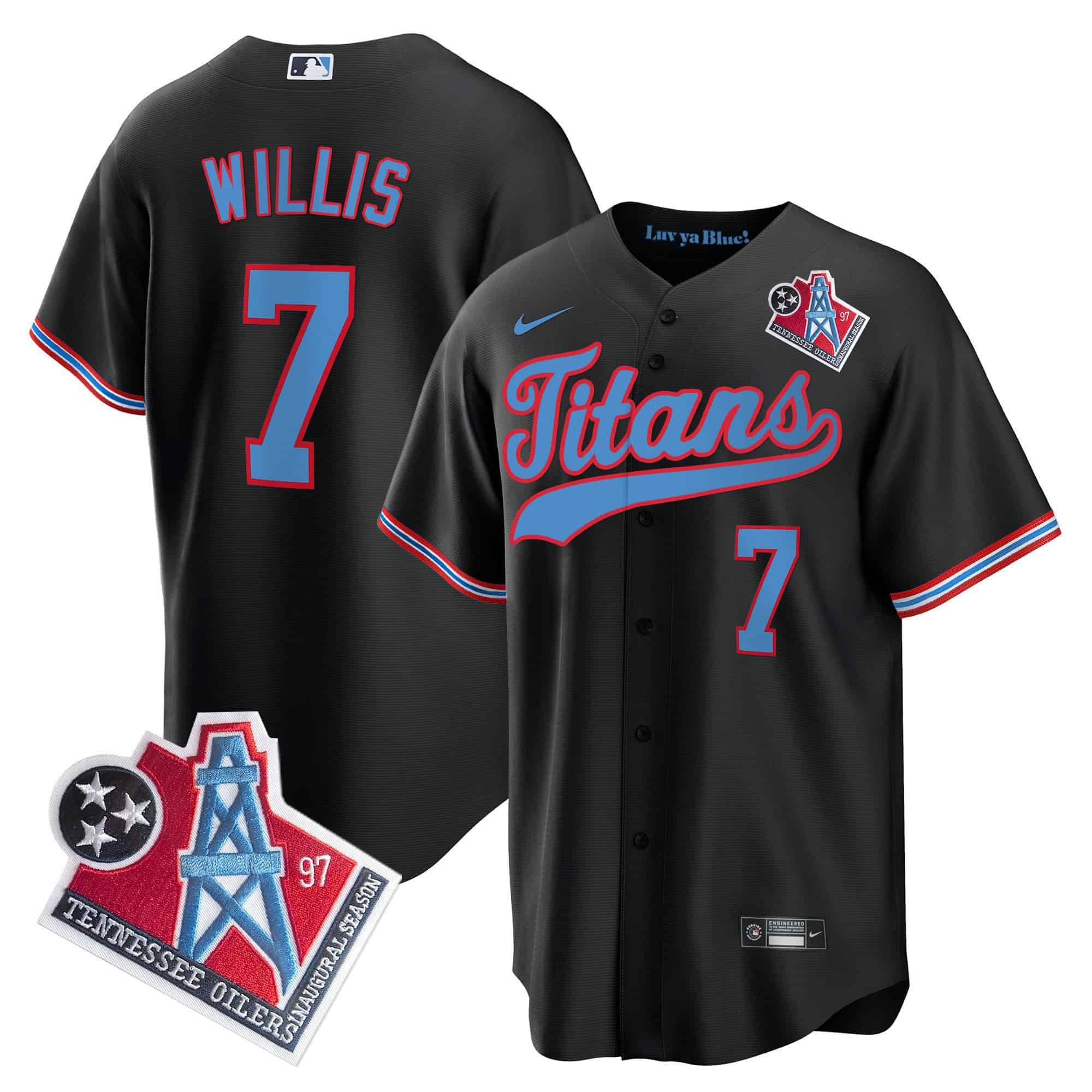 Men Tennessee Titans #7 Willis Black Nike 1997 Throwback Limited Cool Base NFL Jersey